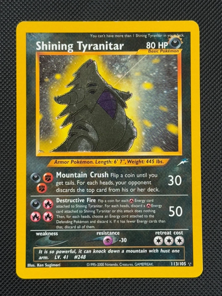 Shining Tyranitar 113/105 HOLO Pokémon Card WOTC Neo Destiny Unlimited Holo Rare - Image 1 of 4