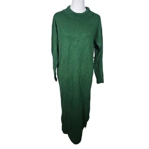 Eloquii 14/16 Long Sleeve Funnel Neck Green Knit Maxi Sweater Dress NWT No Belt - Picture 1 of 11