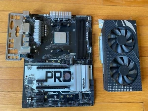 PC Parts Bundle: Asrock AB350 Pro4 Motherboard + Ryzen 7 1700 + RX 580 2048 8GB - Picture 1 of 6