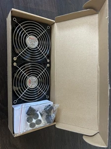 *NEW* Wathai Big Airflow 2 X 120Mm Computer Fan with AC Plug Cabinet Fan 110V 24 - Afbeelding 1 van 4