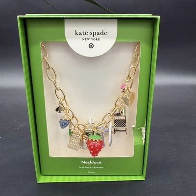 Kate Spade New York X Target Chunky Charm Statement Necklace Gold New - Image 1 of 2