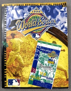 1996 WORLD SERIES GAME 3 TICKET STUB & PROGRAM NEW YORK YANKEES ATLANTA BRAVES - Picture 1 of 7