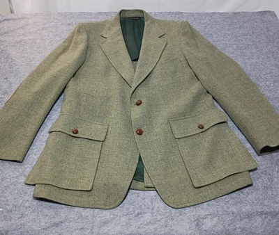Pendleton Wool Tweed Blazer 42R Green Vintage Suede Elbow Patch Sport Coat - Image 1 of 4