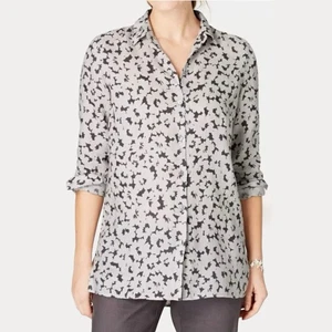J Jill Love Leinen Essential Shirt Granite Daisy Shadow Beach Damen Medium - Bild 1 von 10