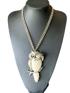 Collar de Colección Mediados de Siglo Tacoa Razza Grande Imitación Marfil Búho BOHO Pieza Distintiva - Imagen 1 de 8