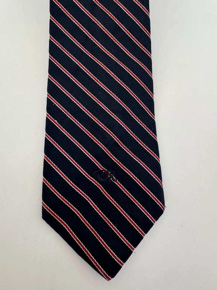 Oscar de la Renta Red Striped navyblue Silk Tie With Red Stripes - Image 1 of 3