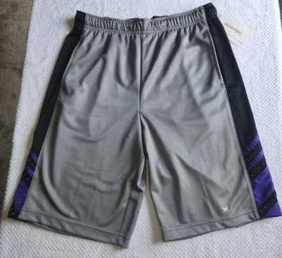 Xersion Men's Gray with Black/Blue Stripe Activity Shorts NWT Size L (10/12) - Image 1 of 4