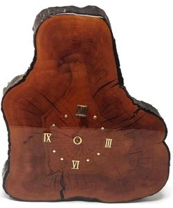 Vintage Live Edge Slab Wood Wall Clock - Roman Numerals - Rustic Decor - Picture 1 of 5