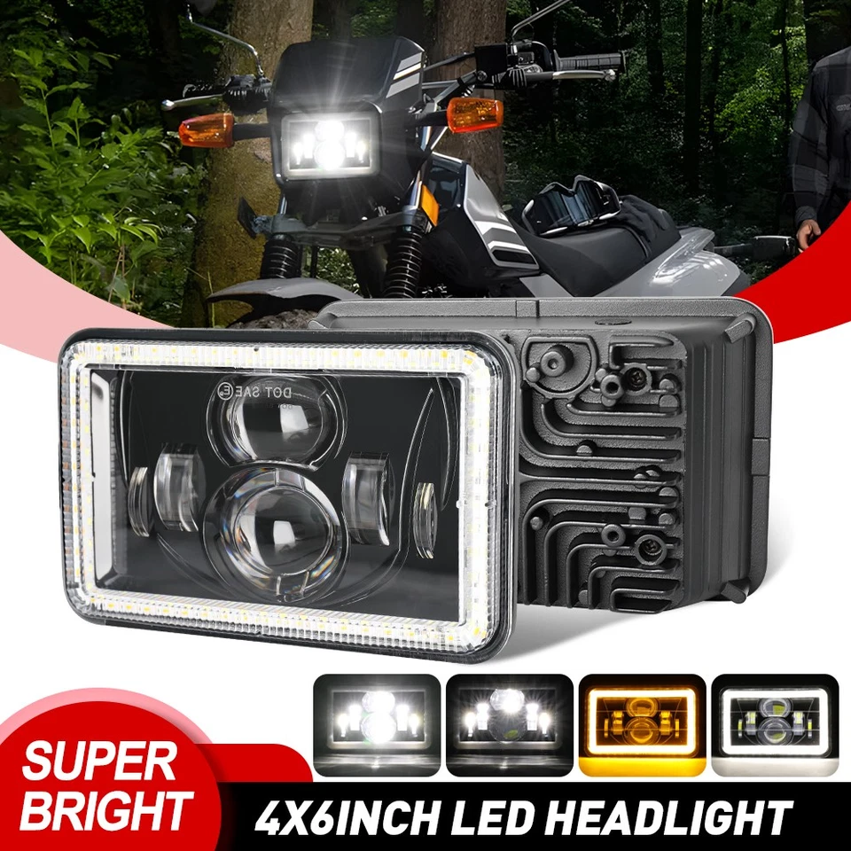 4x6 inch LED Headlight Projector High Low Sealed Beam For TW200 DT 125 RE Motor - Image 1 of 4