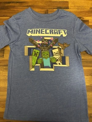 Camisa Minecraft Niños X-Pequeña 4-5 Enderman Zombie Creeper Manga Corta Camiseta para Juegos Foto 1 de 4