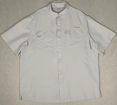 Realtree Fishing Shirt Mens Sz XL Gray Short Sleeve Button Up Vented Caped #2633 - Image 1 of 4