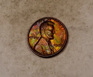 Centavo Lincoln Wheat 1947 * gema BU tono arco iris * XW623 - Imagen 1 de 2