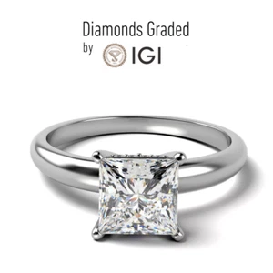 IGI Certified 2.10 Carat F VS2 Lab Grown Diamond Engagement Ring Platinum 900 - Picture 1 of 4