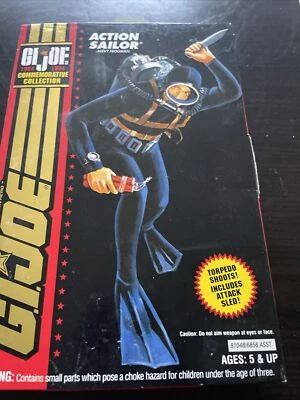 1993 GI Joe Action Sailor Navy Frog Man Coleção Comemorativa Novo Na Caixa Militar - Imagem 1 de 4