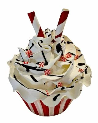 DEZICAKES Fake Cupcake Christmas Peppermint Cupcake