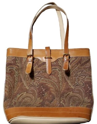 Giani Bernini Tote Fabric Red Cream Black Paisley Purse Bucket Bag Acceptable + - Image 1 of 4