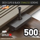 500 Composite Decking Clips Hidden Fixings Plastic T WPC Deck & Stainless Screws