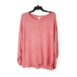 CASLON womens plus size 0X coral pink scoop neck thin knit long sleeve top - Picture 1 of 4