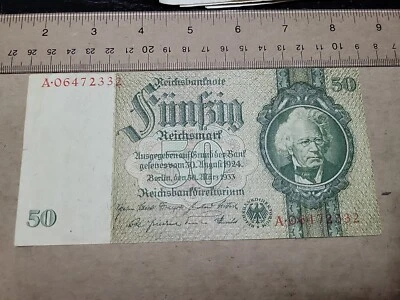 🇩🇪 Germany 50 Reichsmark 1933 P-182b P-182 VF  Banknote 032023-18 - Image 1 of 2