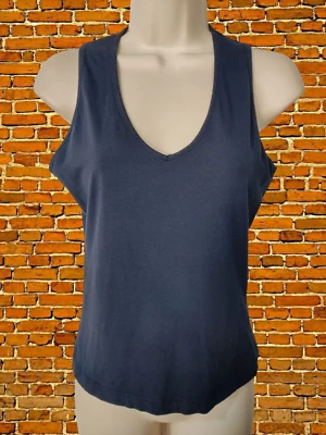 MUJER VINTAGE VALENTINO JEANS TALLA 46 L UK 10 AZUL MARINO CUELLO EN V CHALECO SIN MANGAS TOP Foto 1 de 4
