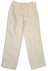 Pantaloni da donna Kate Hill lino avorio a pieghe gambe dritte taglia 14 W nuovi con etichette - Foto 1 di 8