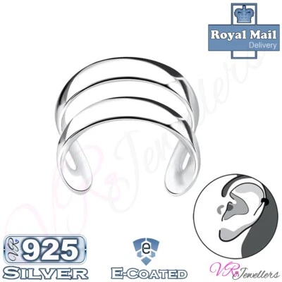 Brazalete de oreja de doble banda sin piercing clip de plata de ley 925 en brazalete de oreja para mujer Foto 1 de 2