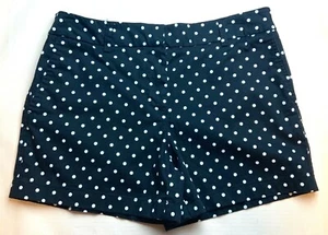 Cynthia Rowell Chino Shorts Womens Size 6 Black White Polka Dot Stretch - Picture 1 of 6