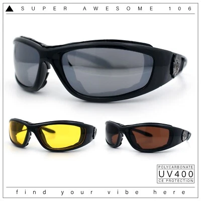 Gafas de sol acolchadas para hombre Choppers estilo cortavientos envolventes para motociclista Foto 1 de 2