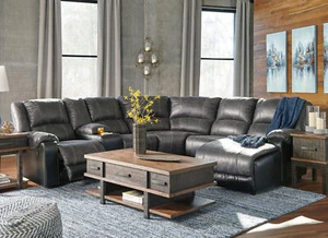 SPECIAL - Reclining Sofa Sectional in Gray Faux Leather - Living Room Set IF14 - Picture 1 of 3