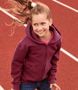 Fruit of the Loom Childs Kids Boys Girls Childrens Zip Hoodie Hooded Sweatshirt - Picture 1 of 22