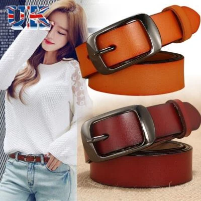 Pants Bands Genuine Leather Belt Ladies Dress Belts Metal Buckle Waistband