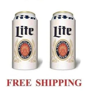 MILLER LITE THROWBACK 2 BEER CAN COOLERS KOOZIE COOLIE 16oz HUGGIE COOZIE NEW - Picture 1 of 1