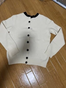 Louis Vuitton Long Sleeve Cardigan Auth White & Black Back Button USED - Picture 1 of 5