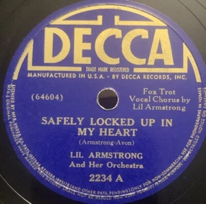 Lil Armstrong - Safely Locked Up In My Heart / Harlem Night - Decca 2234 EX - Bild 1 von 4
