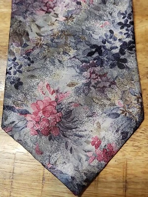 "Corbata de cuello vintage de Wembley para hombre azul rojo gris floral remolino 58"" poliéster" Foto 1 de 4