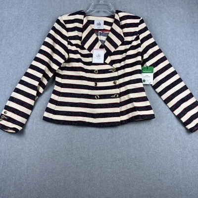Blazer Cabi Mujer 6 Rayas Doble Pecho Dorado Botón Oficina Corporativa Nuevo con Etiquetas $159 Foto 1 de 4