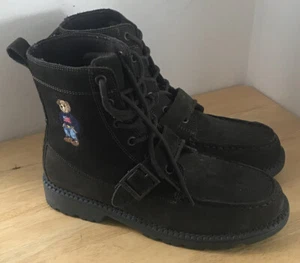 Polo Ralph Lauren Suede Leather Boots 5 Dark Brown Ranger Hi II Buckle Bear NEW - Picture 1 of 5