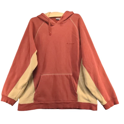 Columbia Men's Drawstring Hoodie Red Tan Large Long Sleeve Cotton Blend - Image 1 of 4