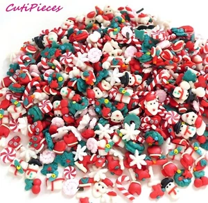 50/25/10pc 3D Fimo Clay Christmas Santa Snowman Snowflake Cane Tiny Mix Nail Art - Picture 1 of 3