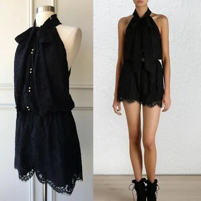 /🍃 IMMERMANN NEGRO Encaje Bordado Mono Mameluco Mono FLORAL 1 10 S Foto 1 de 4