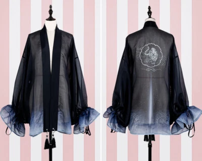 UK Lady Gothic Punk Coat Chinese Cheongsam Dress Cardigan Thin Summer Coat - Image 1 of 4