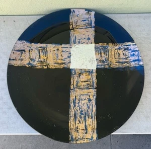 LARGE Raku Style Tony Evans Art Glass Dish Wall Charger 25" Diameter **Signed** - Picture 1 of 10
