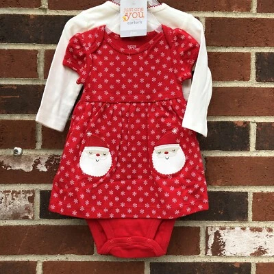 Carter's Just One You Navidad Body Vestido con Papá Noel y Cárdigan 6 Meses Nuevo con Etiquetas Foto 1 de 4