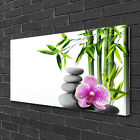 Leinwand-Bilder 100x50 Wandbild Canvas Kunstdruck Bambusrohr Blume Steine