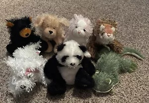 Ganz Webkinz Lot X7 Gecko Panda Yorkie Tiger Cat White Terrier No Code - Picture 1 of 24