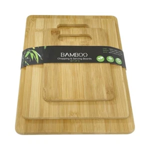 3PCS Bamboo Cutting Board Set for Kitchen Serving Chopping Boards Wooden Wood AU - Picture 1 of 18