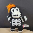 Schylling Halloween Skeleton Skin And Bones 7" Plush Orange Yarn Hair Monkey