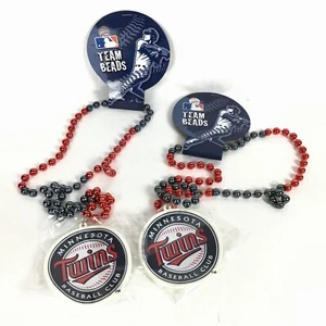 2 Minnesota Twins Baseball Club Mardi Gras Beads MLB Team Fan Necklace P9-15 - Picture 1 of 2