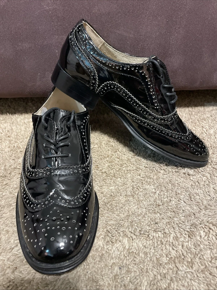 Wanted - Bebé - Zapatos de vestir para mujer Brogue con cordones Oxford negros talla 9 Foto 1 de 4