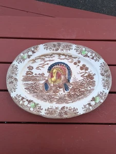 Vintage Traditional Turkey Oval Platter Ceramic 18”x13.5” Made In Japan - Picture 1 of 4
